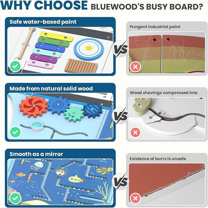 BlueWood Wooden Wall Busy Board Panels, Toddler Learning Activity Center - Image 3