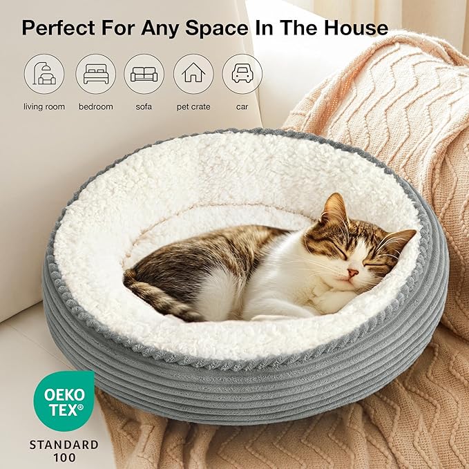 Love's cabin Round Donut Cat and Dog Cushion Bed, 20in Pet Bed - Image 6