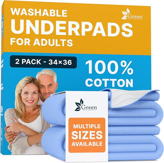 GREEN LIFESTYLE 100% Cotton Washable Underpads by GreenLifeStyle