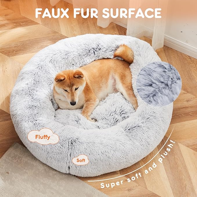 Sweetcrispy Donut Dog Bed, Large Round Calming Cat Bed - Image 2