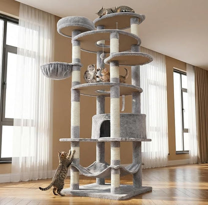 78.8" Large Cat Tree Tower for Indoor Kitties, Sisal Scratching Posts, Hammock - Image 6
