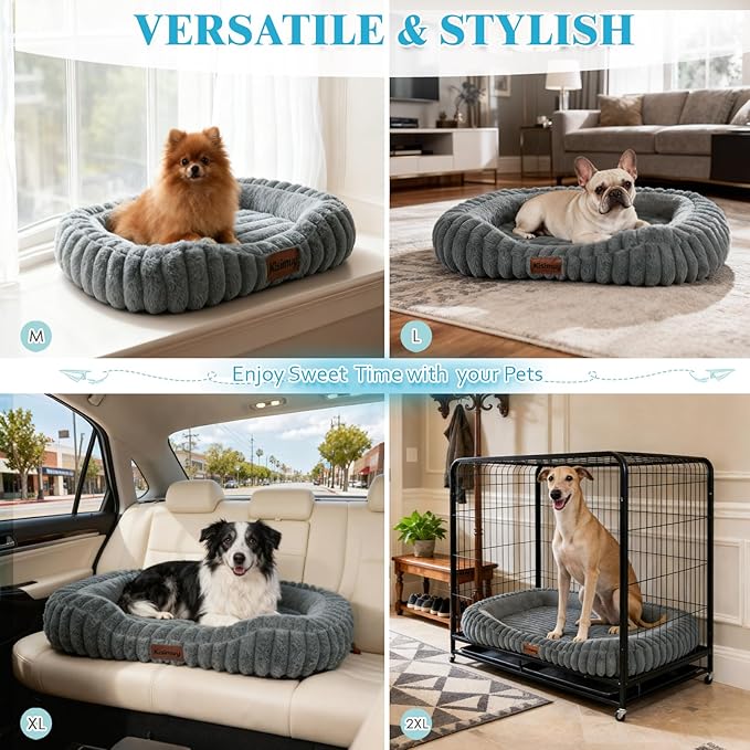 Cute Washable Dog Bed for Small Dogs -Soft Plush Calming Puppy & Cat Bed - Image 9