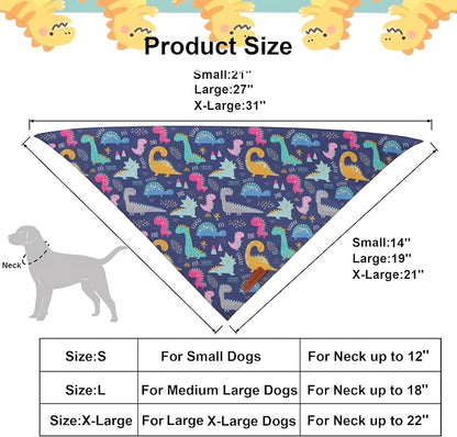ADOGGYGO Dinosaur Dog Bandanas 2 Pack, Reversible Colorful Animal Pet Scarf - Image 4