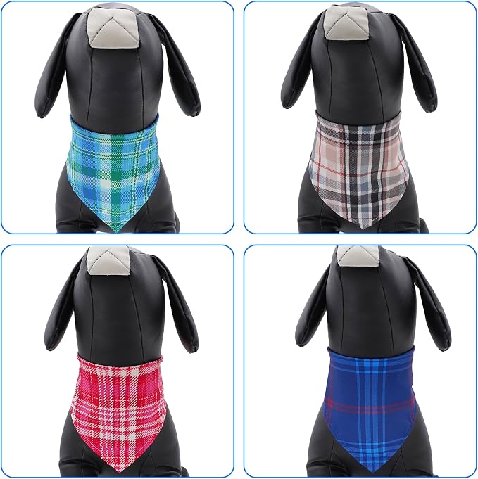 30 Pcs Plaid Dog Bandanas for Small Dogs Medium Stitch Dog Bandana Bulk - Image 4