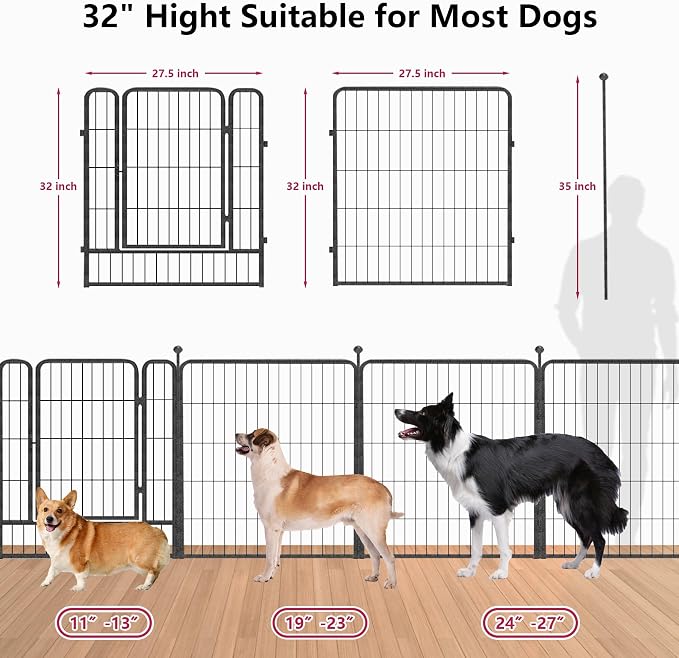 Dog Playpen 32 inch 16 Panels Indoor Outdoor Dog Pen - Image 3