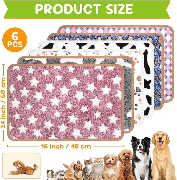 6 Pcs Dog Blanket Super Soft Pet Puppy Blankets Calming Blanket - Image 2