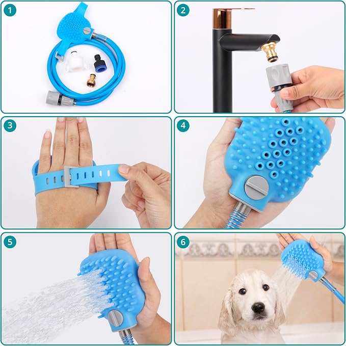 Belle Vous Dog Bath Hose Sprayer and Scrubber Attachment - Image 4