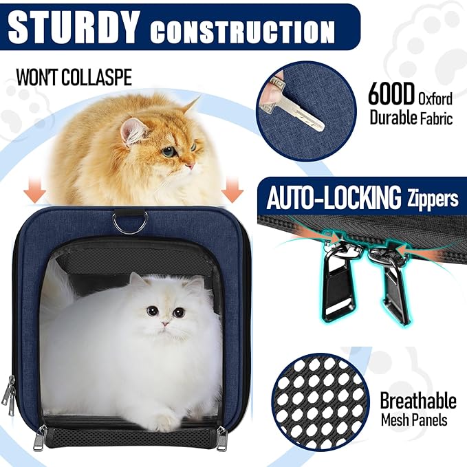 Dog Carrier Soft/Cat Crates Large Cat 20 to 25 pounds/Softsided Pet Car Travel - Image 5