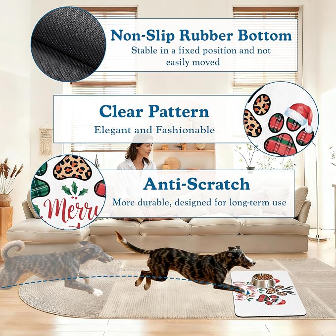 Dog Christmas Dog Food Mat–Christmas Stocking Absorbent Quick Dry Feeding - Image 4