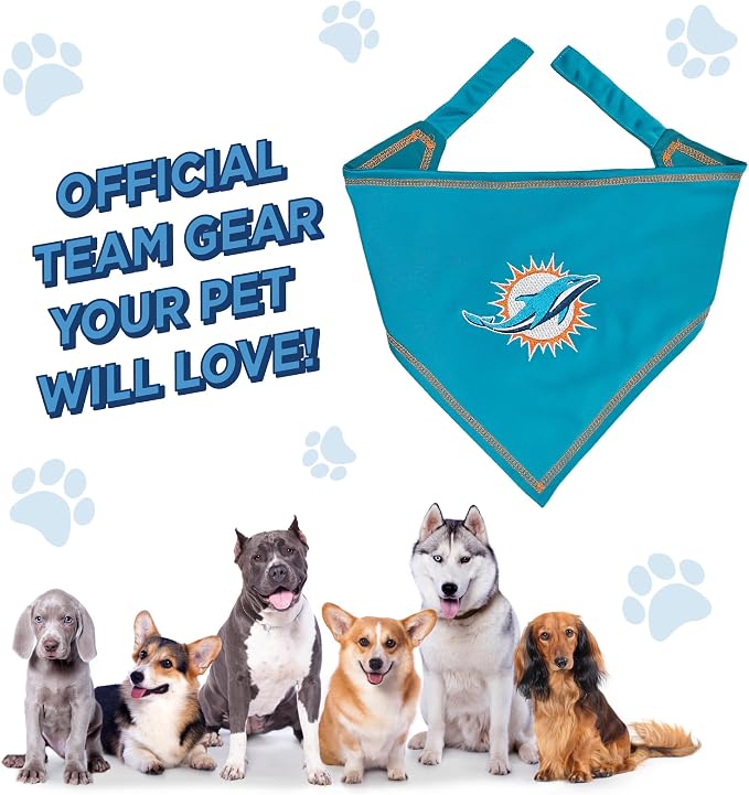 Pets First NFL Miami Dolphins TIE Bandana, Large/X-Large. Dog Bandana Scarf Bib - Image 3