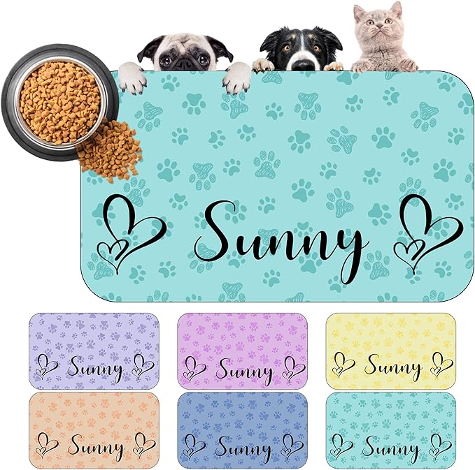Personalized Dog Cat Mat with Name Photo Custom Placemat Feeding Mats by MYESCUSTOM