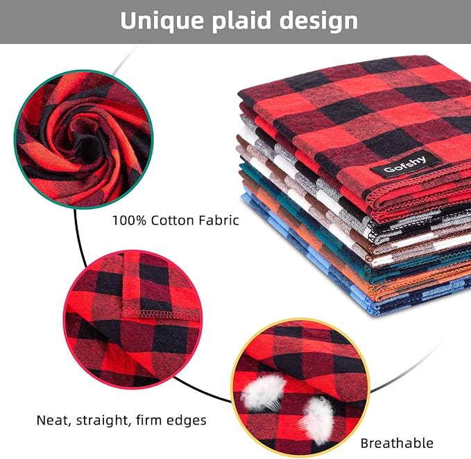 Christmas Dog Bandana Small-Red Black Dog Scarf Buffalo Plaid Printing - Image 3