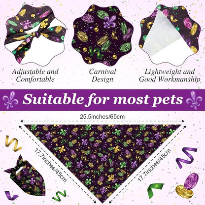 Abbylike 50 Pcs Mardi Gras Dog Bandanas Bulk Purple Green and Gold Bandanas - Image 3