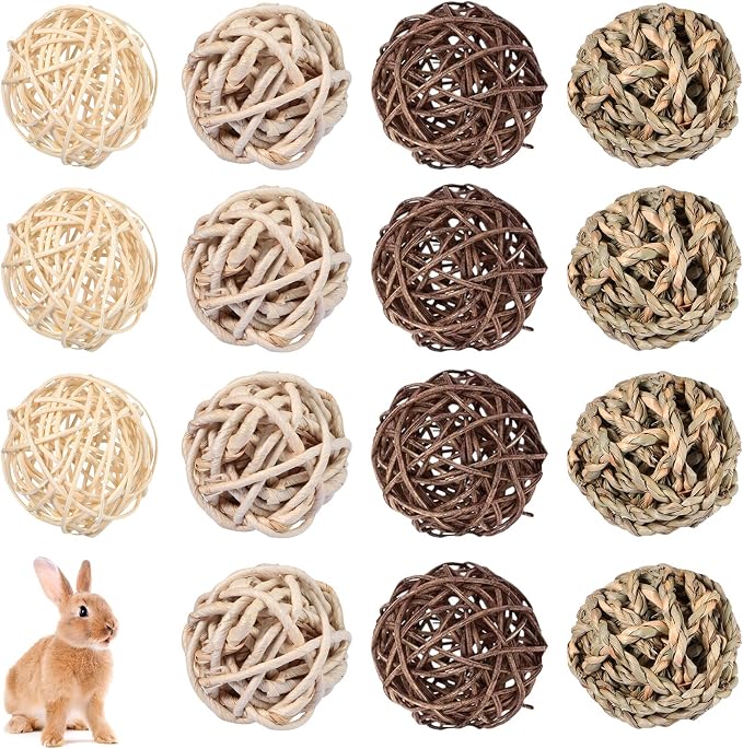 Skylety 15 Pieces Small Animal Chew Balls Rabbits Bunny Treat Chew Toys Guinea by Skylety