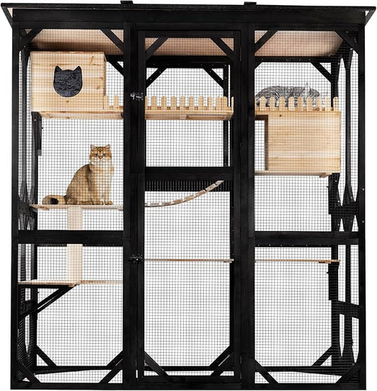 71.1" L Large Cat Catio Outdoor Cat Enclosure Window Acess, Walk-in Cat Cage by FunXplore