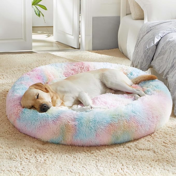 WESTERN HOME WH Calming Dog & Cat Donut Cuddler, Anti-Anxiety Warming Cozy Soft by WESTERNHOME