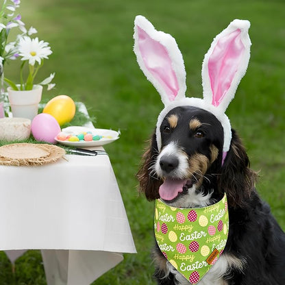 Easter Dog Bandanas with Snap Button, 2 Pack Reversible Spring Bandana - Image 3