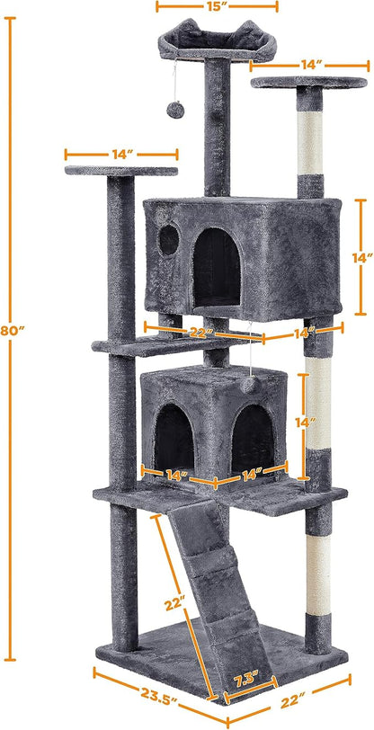 Yaheetech XL Cat Tree, 80in Multi-Level Tower - Image 4