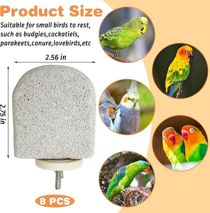 PINVNBY 8 PCS Bird Perch Bird Beak Grinding Stone Calcium Mineral Parrot Perch - Image 2