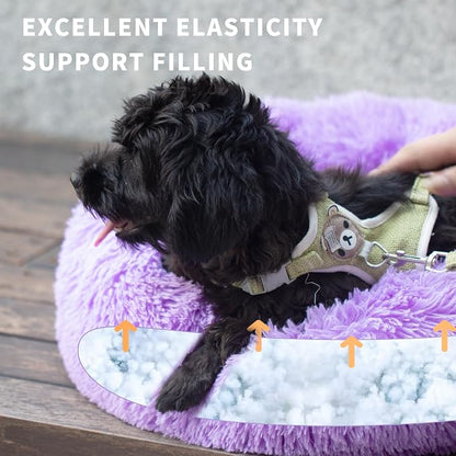 Calming Donut Dogs Beds for Small Dogs Washable, 19inch Fluffy Round Puppy Bed - Image 3