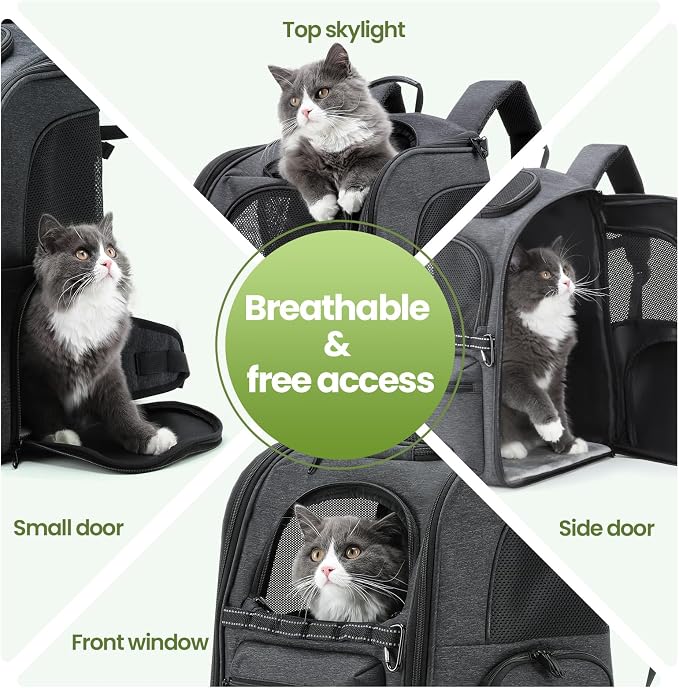 Pecute Cat Backpack Carrier, 30% Energy Saving Breathable Pet Backpack - Image 7
