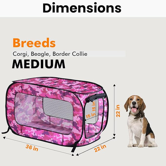 Beatrice Home Fashions Portable, Collapsible, Pop Up Kennel Travel Cat and Dog - Image 2