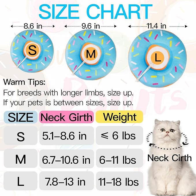 Cat Cone Collar Soft, Cute Cat Donut Collar After Surgery, Adjustable Kitten - Image 2