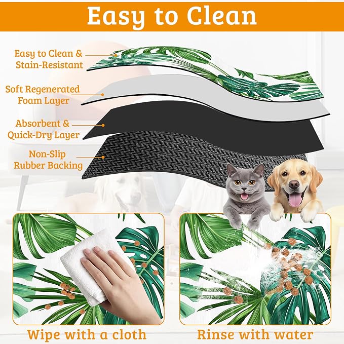 Dog Bowl Mat, Leaves Pet Feeding Mat - Image 5