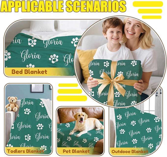 Personalized Paw Print Dog Blanket - Image 6