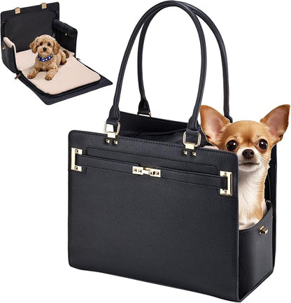 Dog Purse Carrier for Small Dogs, Stylish Foldable Pet Carrier Purse Tote Bag by GLOBLYTE