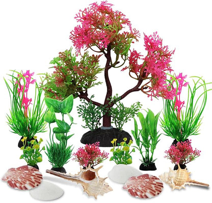 Aquarium Plants with Natural Decorations Shells by Unknown