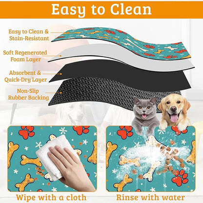 Dog Paws Cat Food Mat, Bones Absorbent Pet Feeding Mat - Image 5