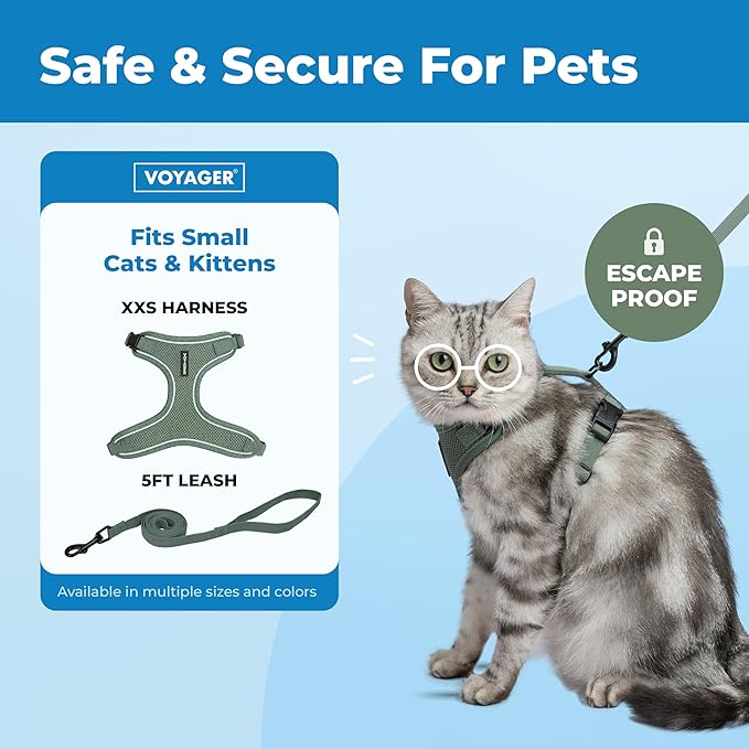 Voyager Escape-Proof Step-in Lock Cat Harness & 5ft Neoprene-Handle Leash Set - Image 2