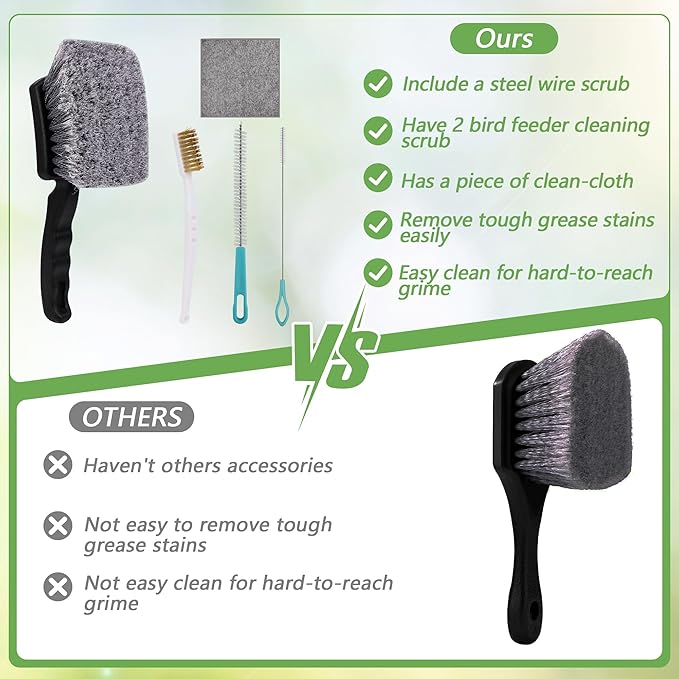 5Pcs Bird Bath Brush Kit, Larbeti 1P Hard Silk Bristle Bird Bath Cleaner Brush - Image 7