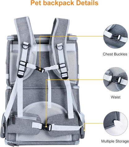 Double Cat Carrier for 2 Cats, Dog Backpack Carrier for Medium Dogs, Double - Image 6