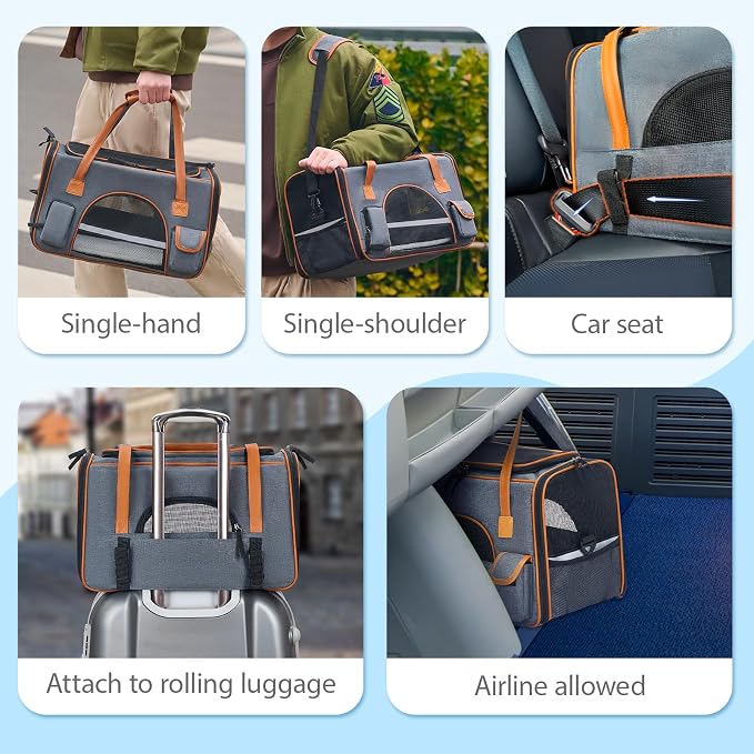 Pesen 18x11x11 Inches Cat Carrier– Fits Pets Up to 16 lbs, Anti-Collapse Design - Image 3