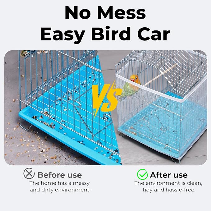 2 Pcs Bird Cage Seed Catcher, Adjustable Bird Cage Net Cover, Reusable Soft - Image 6
