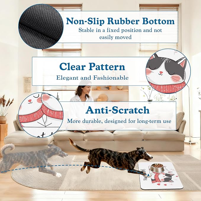 Sweet Cat Lovers Dog Cat Food Mat–Christmas Stocking Absorbent Waterproof - Image 4