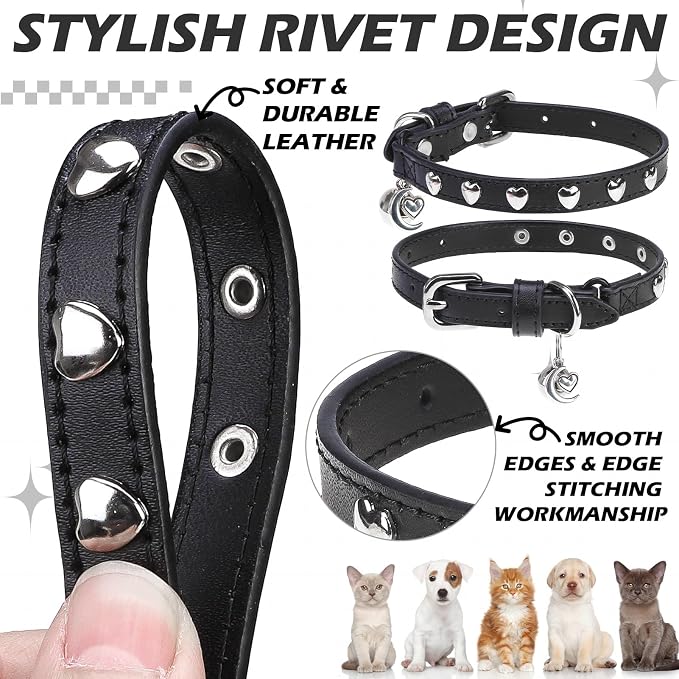 EXPAWLORER Leather Cat Collar for Girl Boy- Adjustable Pet Collar - Image 4