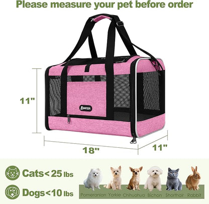 Cat Carrier 18x11x11 Delta Airline Approved, Easy Load Soft Pet Plane Travel - Image 2