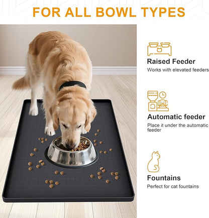 Mofason Pet Food Mat Waterproof Dog Mat 24”x16” Large – 0.5” inch Raised Edge - Image 6