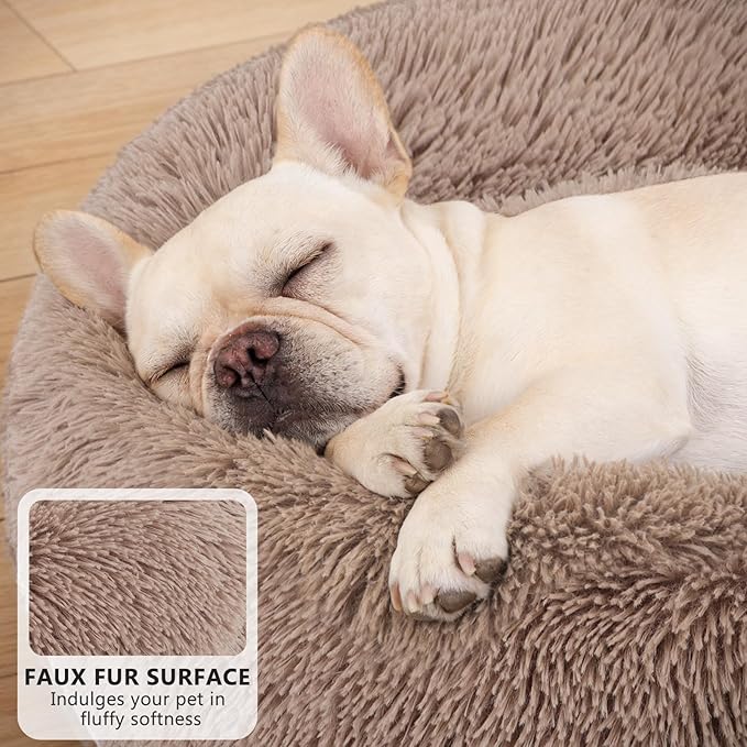 MIXJOY Orthopedic Dog Bed Comfortable Donut Cuddler Round Dog Bed Ultra Soft - Image 2