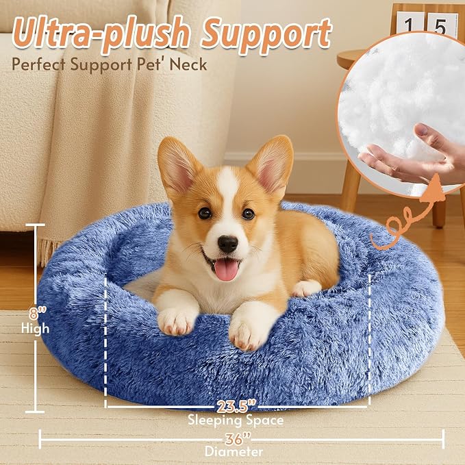 JOLLYVOGUE Calming Dog Bed Large Size Dog, Anti-Anxiety Donut Large Pet Bed - Image 4