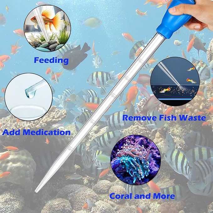 KABASI Coral Feeder Fish Feeder Waste Clean Tool, 50ml Manual Acrylic Pipette - Image 6