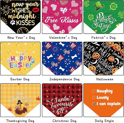 Weewooday 9 Pcs Holiday Dog Bandanas St' Patrick's Day Easter Bandanas Birthday - Image 3