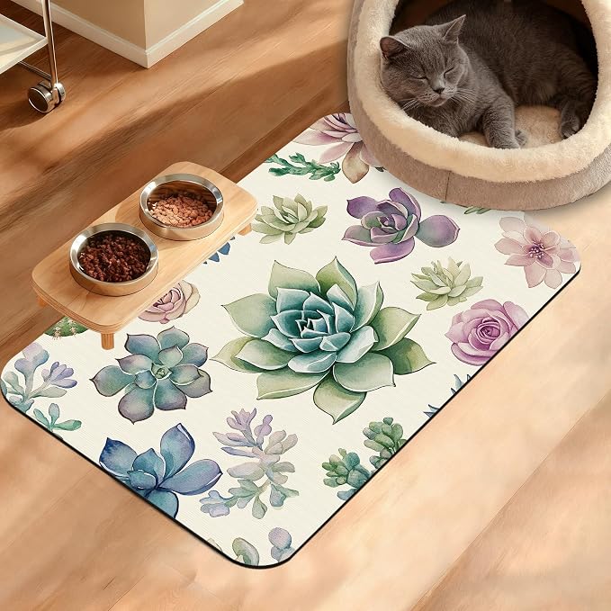 Dog Bowl Mat, Cactus Pet Feeding Mat by Unknown