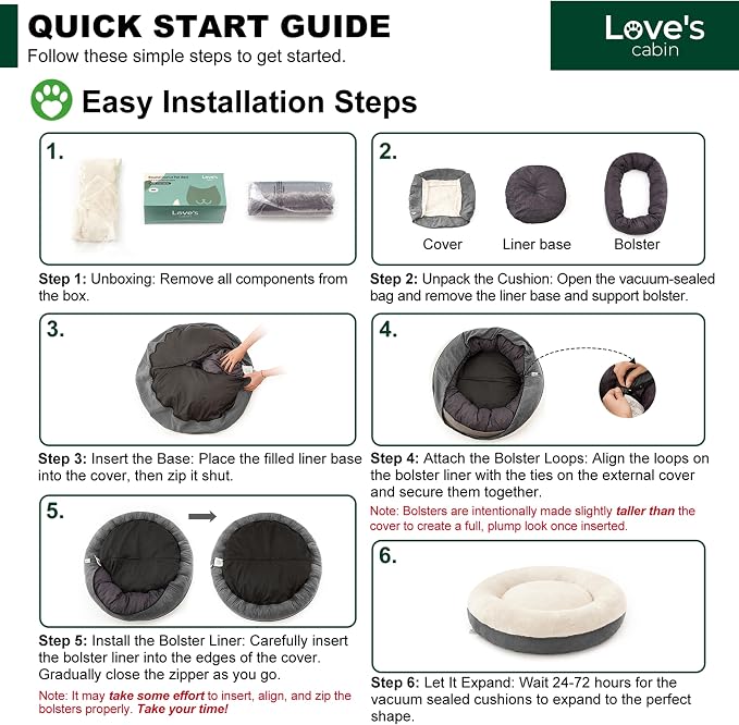 Love's cabin Round Donut Cat and Dog Cushion Bed, 30in Pet Bed - Image 3