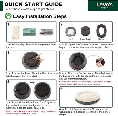 Love's cabin Round Donut Cat and Dog Cushion Bed, 30in Pet Bed - Image 3