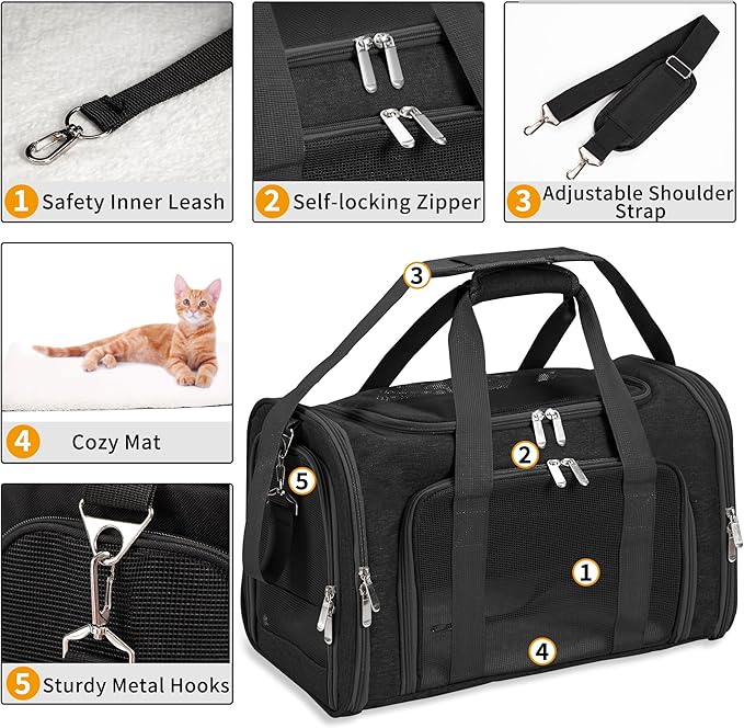 Soft-Sided Cat/Dog/Pet Carrier, Collapsible Pets Travel Carriers - Image 4