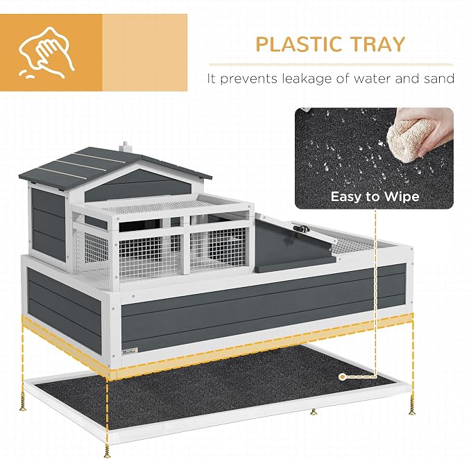 PawHut 3- Room Tortoise House Habitat - Image 5